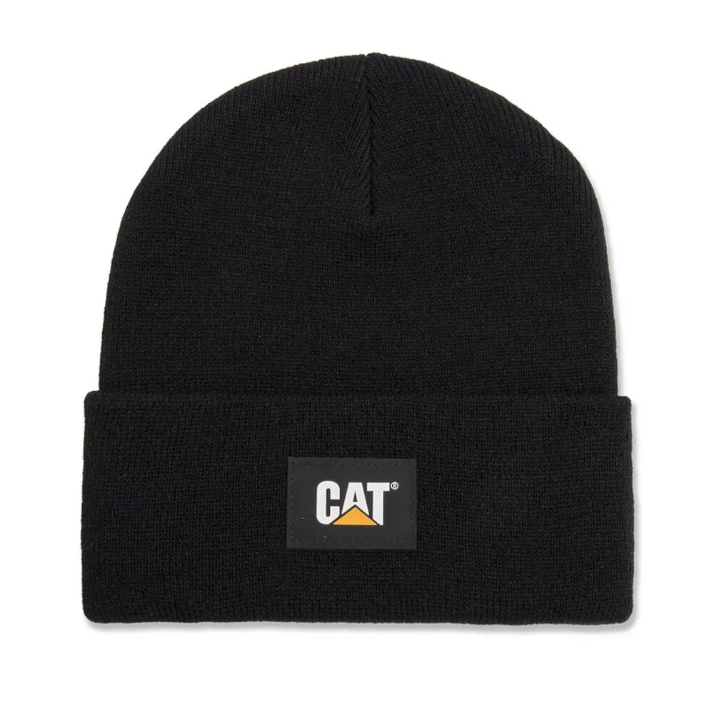Caterpillar Cat Label Cuff Beanie Hat One Size Black